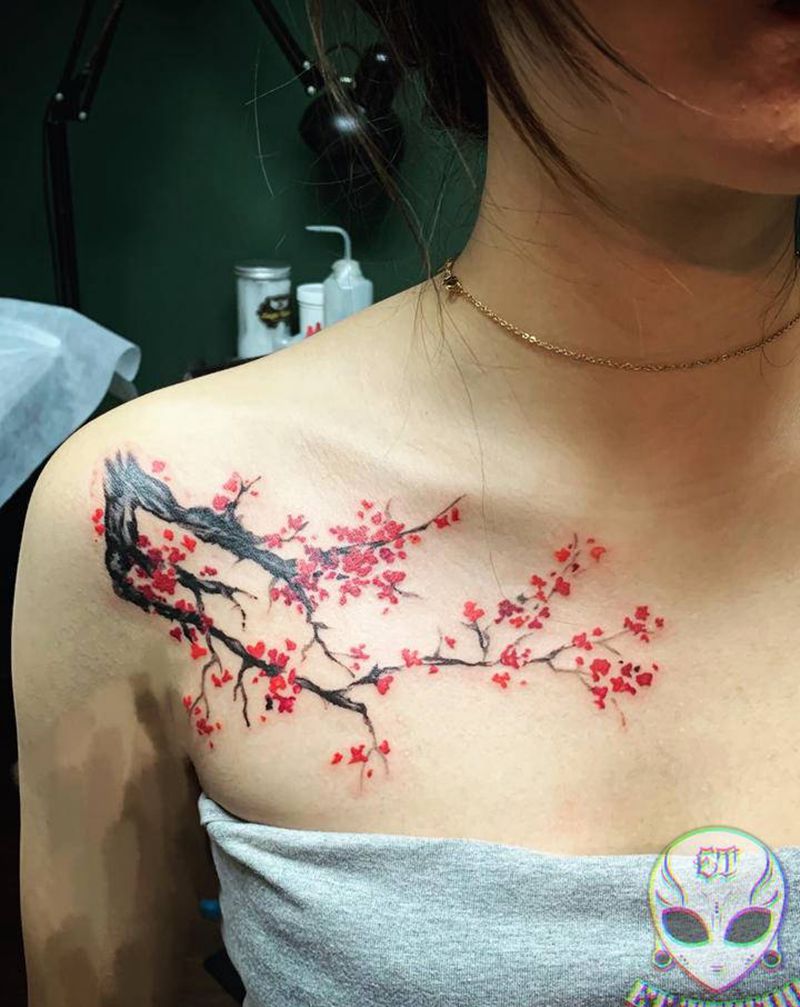 富士山下纹身图片_胸部肩部纹身图案