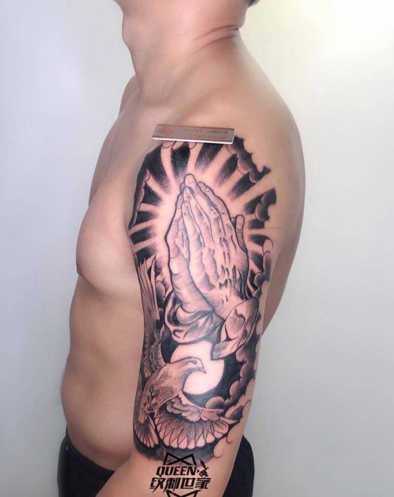 祈祷之手～纹身图片_手臂纹身图案