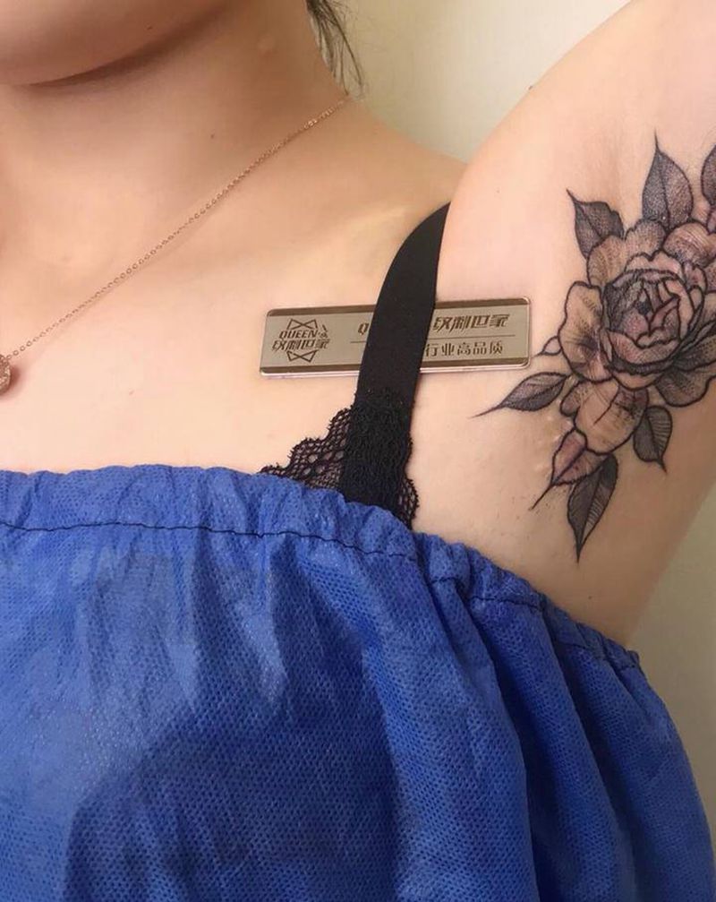 腋下疤痕遮盖纹身图片_手臂纹身图案