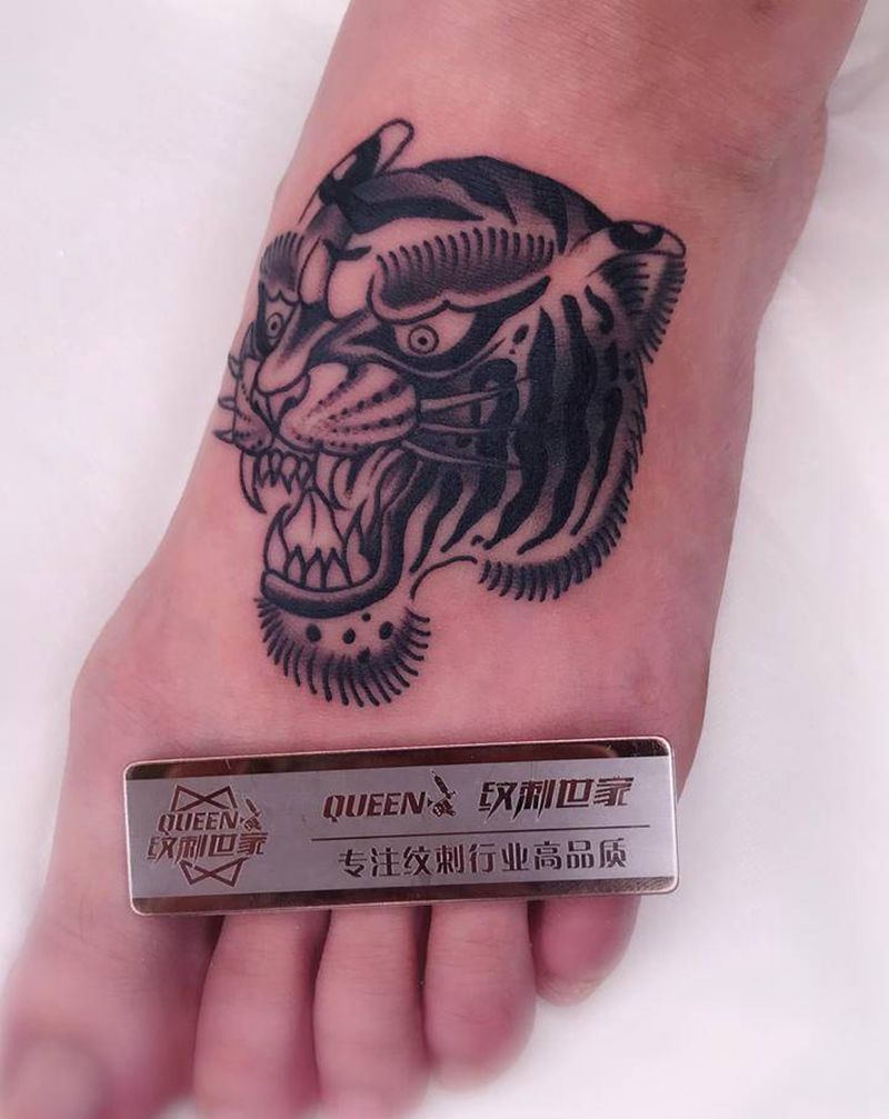School ~ 老虎纹身图片_脚部纹身图案