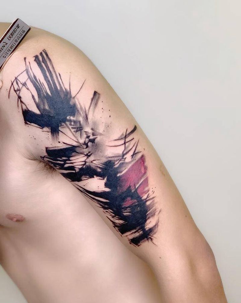 水墨～遮盖纹身图片_手臂纹身图案