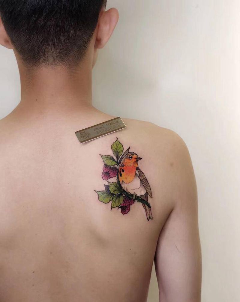 花鸟图纹身图片_肩部纹身图案