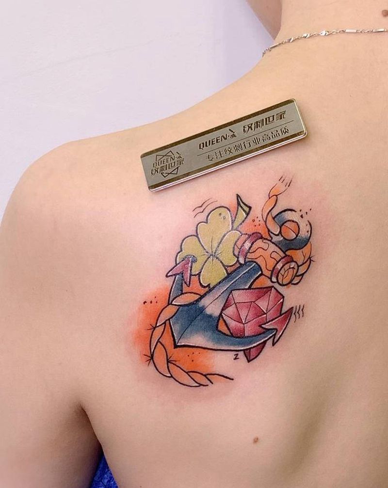 船矛～纹身图片_肩部纹身图案