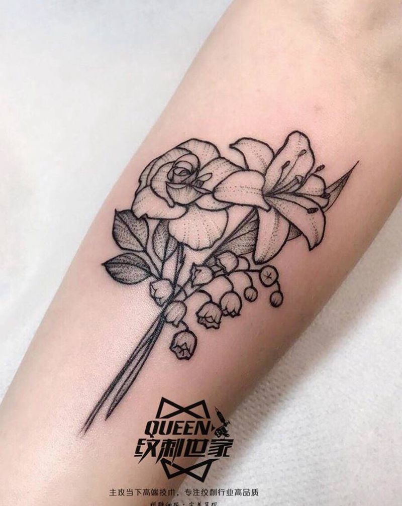 素花～纹身图片_腿部纹身图案