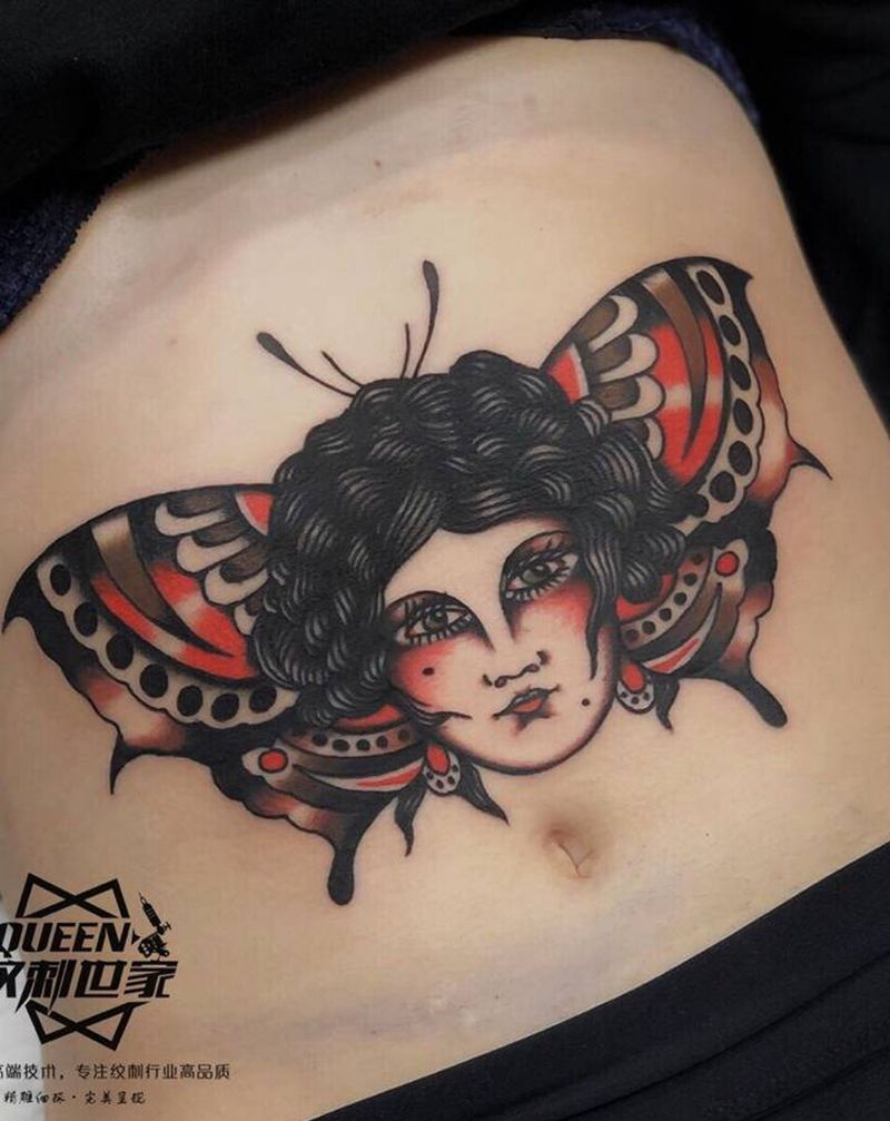 School ～纹身图片_腹部纹身图案