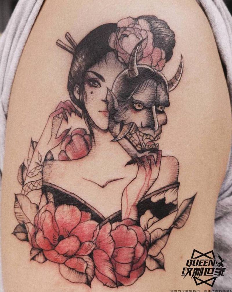 般若～纹身图片_肩部纹身图案