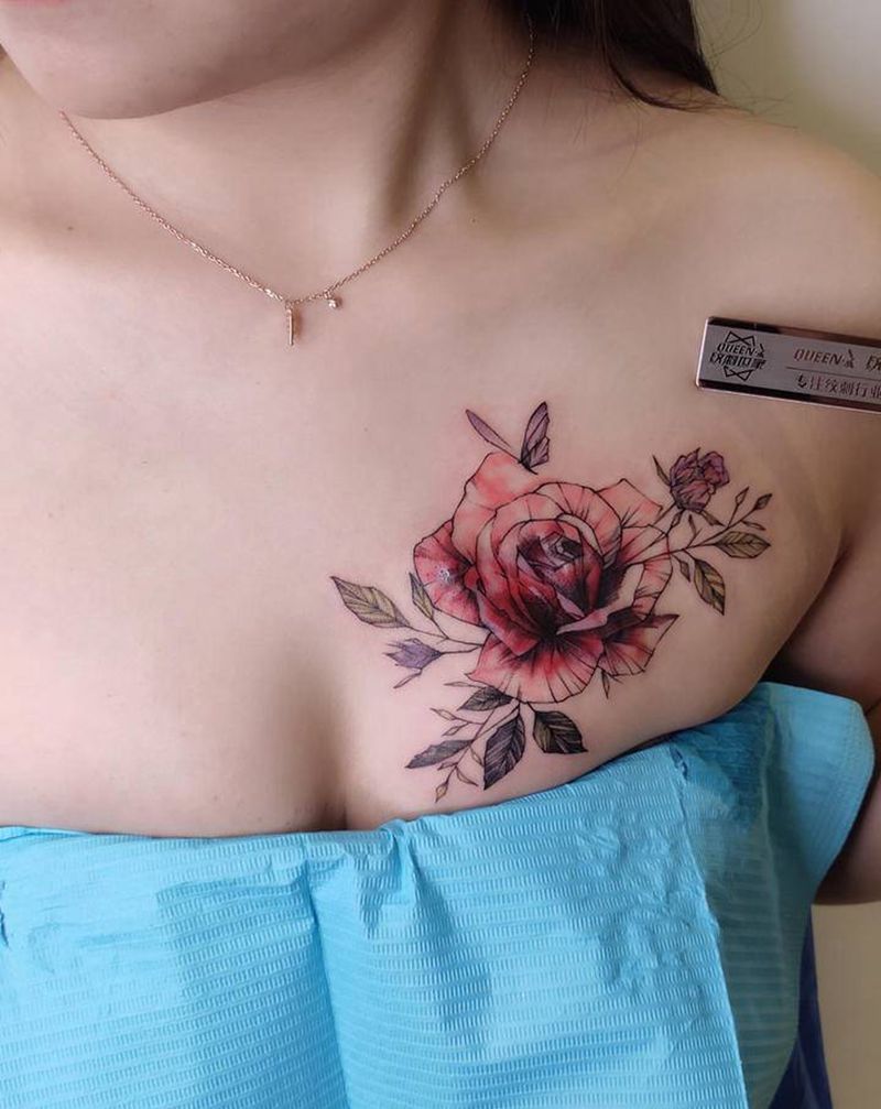 疤痕遮盖～纹身图片_胸部纹身图案