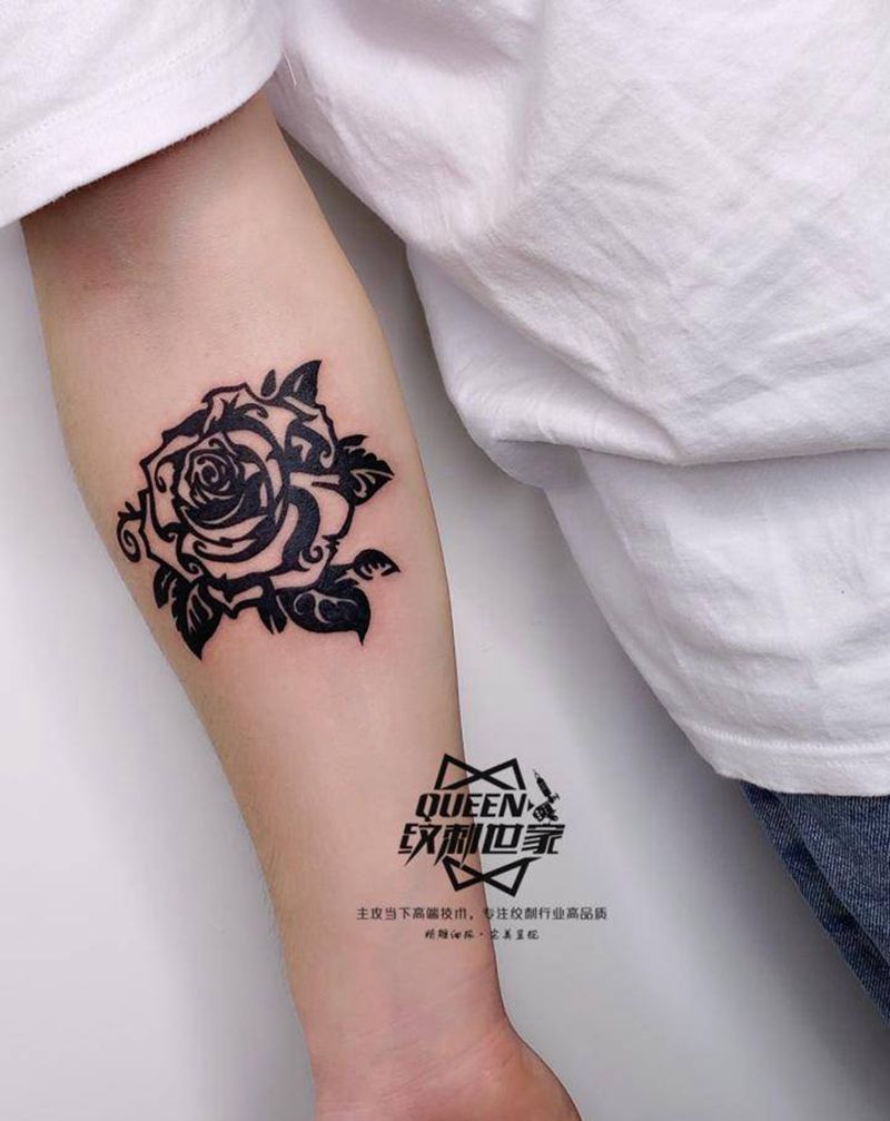 图腾玫瑰～纹身图片_手臂图腾纹身图案