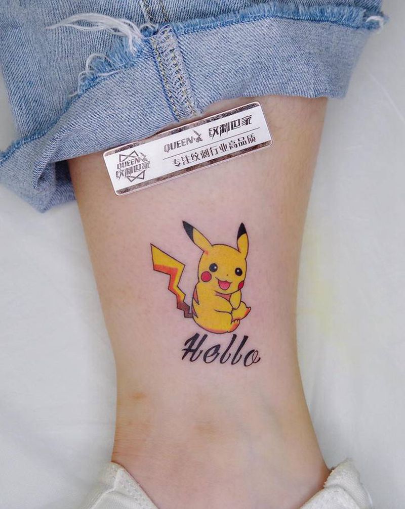 皮卡丘～纹身图片_脚部纹身图案