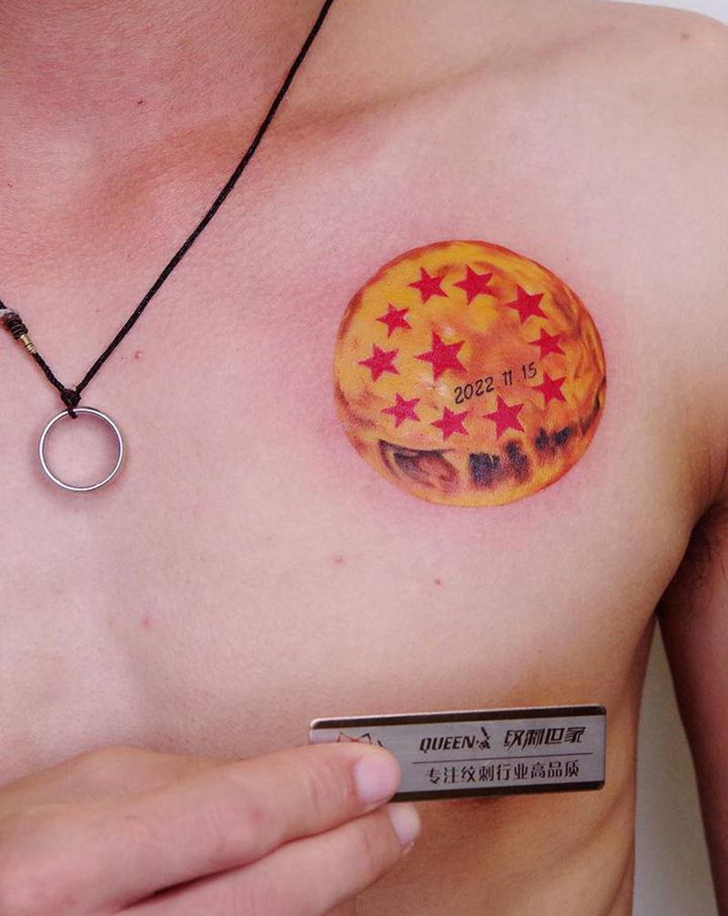 龙珠～纹身图片_胸部纹身图案