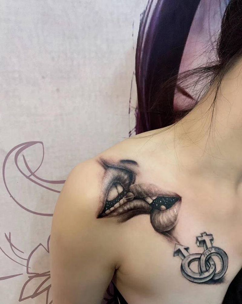 旧图修改添加纹身图片_胸部点刺纹身图案