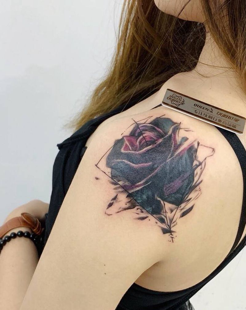 毁图遮盖篇～纹身图片_肩部水彩纹身图案