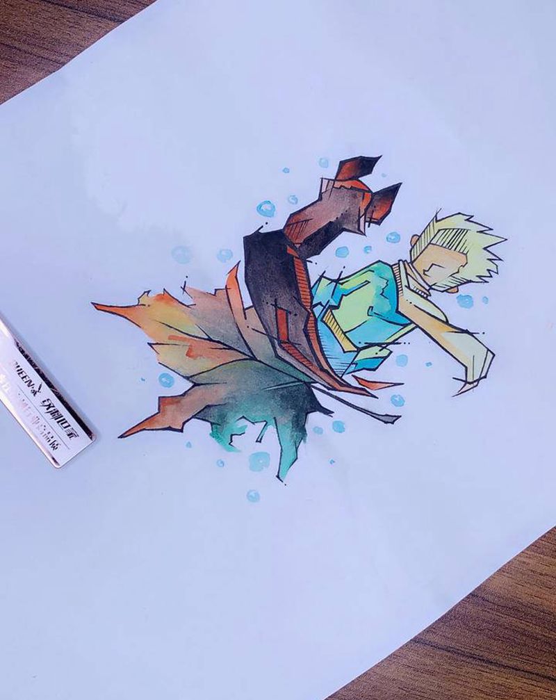 手稿～小王子～纹身图片_水彩纹身图案