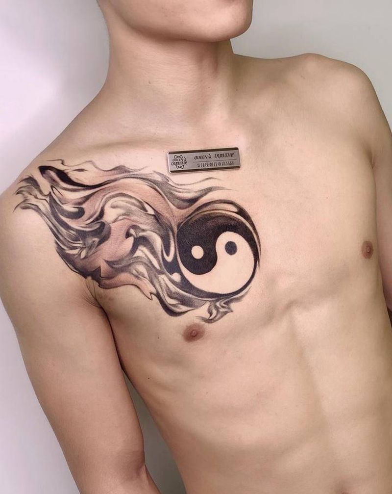 原创作品～纹身图片_肩部水墨纹身图案