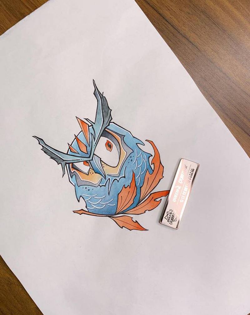 原创手稿一枚～纹身图片_水彩纹身图案