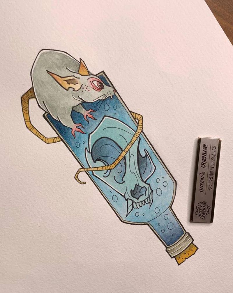 原创手稿一枚～纹身图片_水彩纹身图案