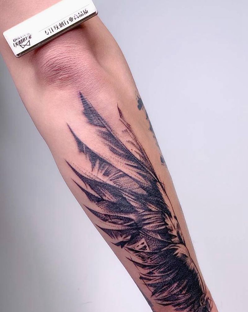 翅膀～纹身图片_手臂点刺纹身图案