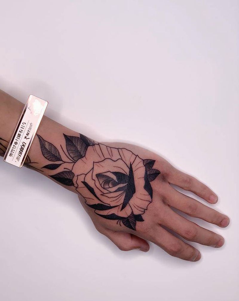 花～纹身图片_手部纹身图案