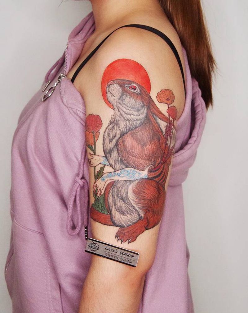 兔子纹身图片_手臂纹身图案