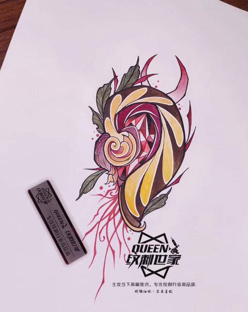 原创手稿一枚～纹身图片_水彩纹身图案