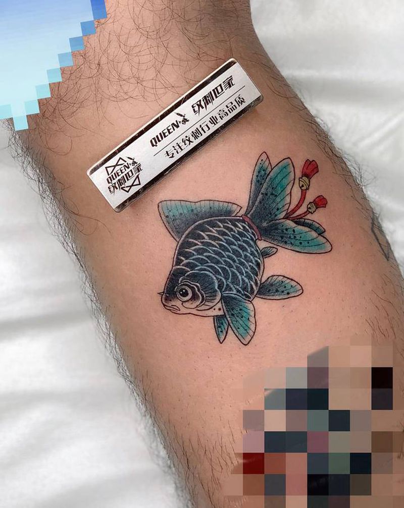 遮盖篇～金鱼纹身图片_腿部纹身图案