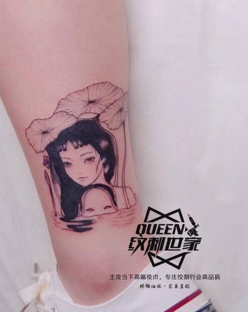 遮盖纹身图片_腿部纹身图案