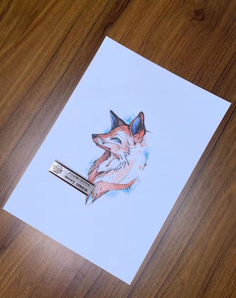 随笔狐狸～纹身图片_水彩纹身图案