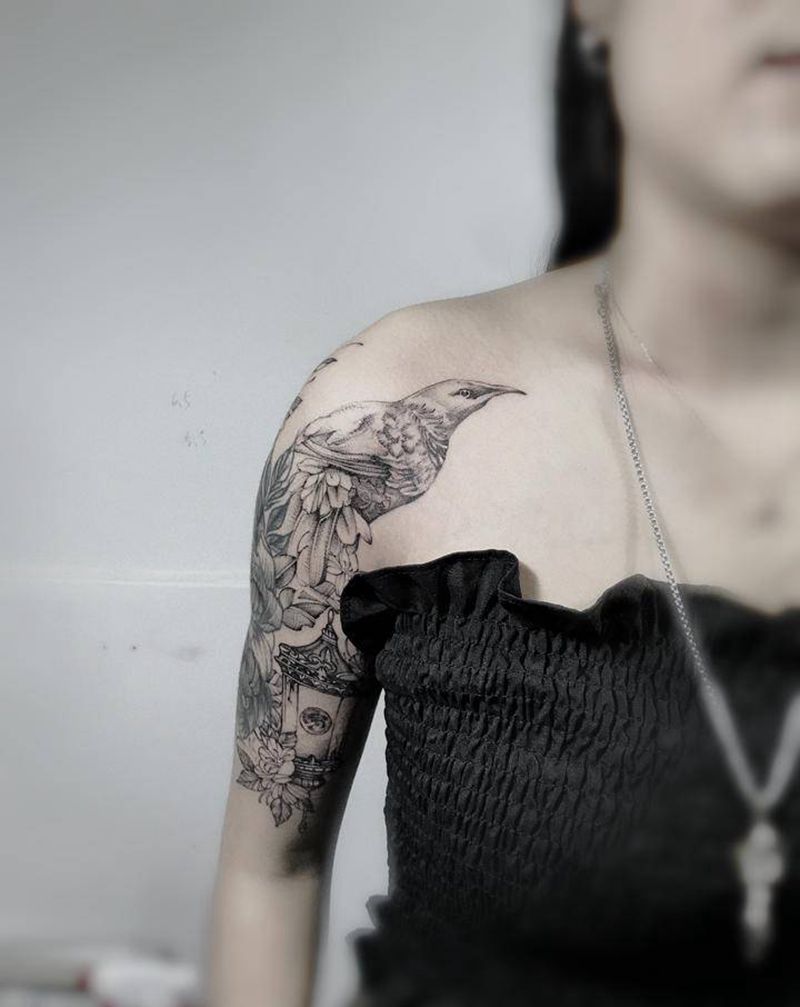 素花纹身图片_手臂图腾点刺纹身图案