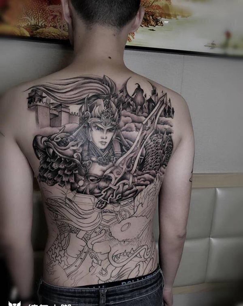 常山赵子龙纹身图片_背部臀部新传统纹身图案