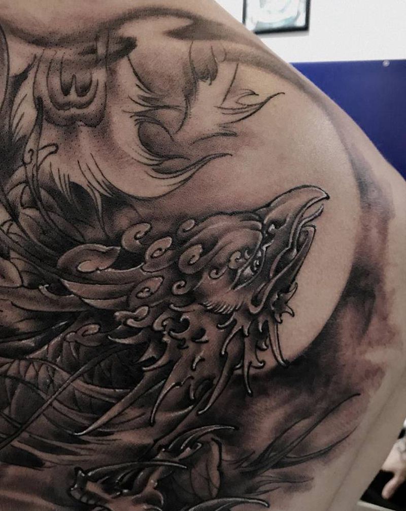 凤凰满背作品纹身图片_背部新传统纹身图案