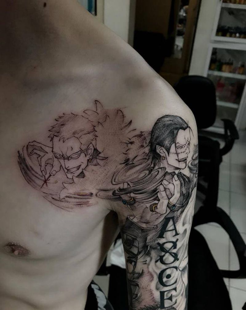 海贼王动漫作品纹身图片_手臂肩部水墨纹身图案