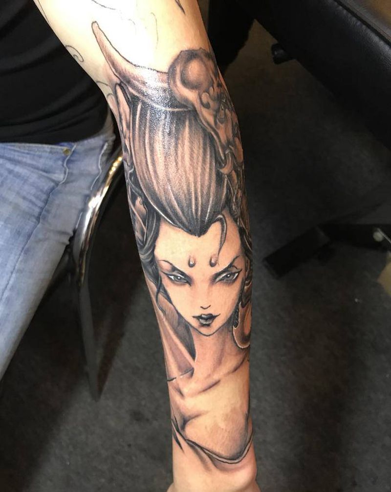 艺妓纹身图片_手臂纹身图案