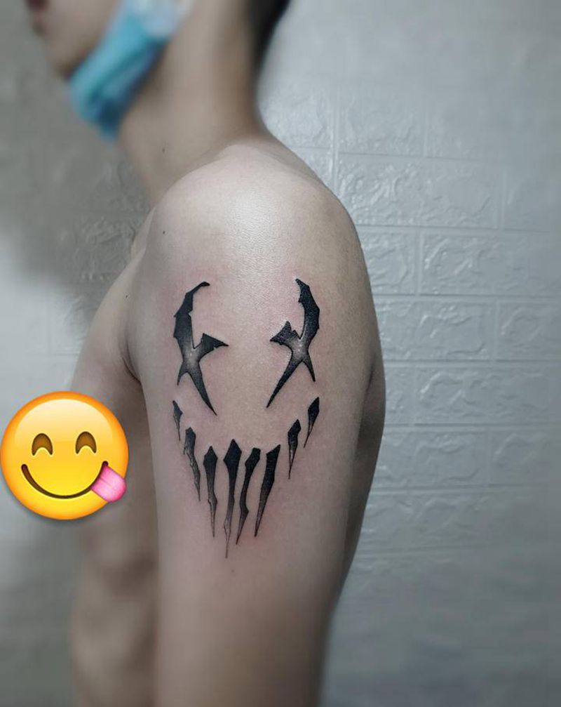 #三鼎刺青社# 毒液图腾印花纹身图片_手臂图腾纹身图案