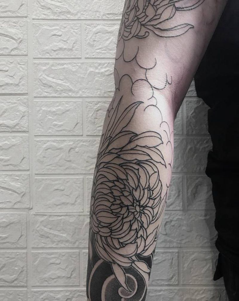 日式花臂纹身图片_手臂老传统纹身图案