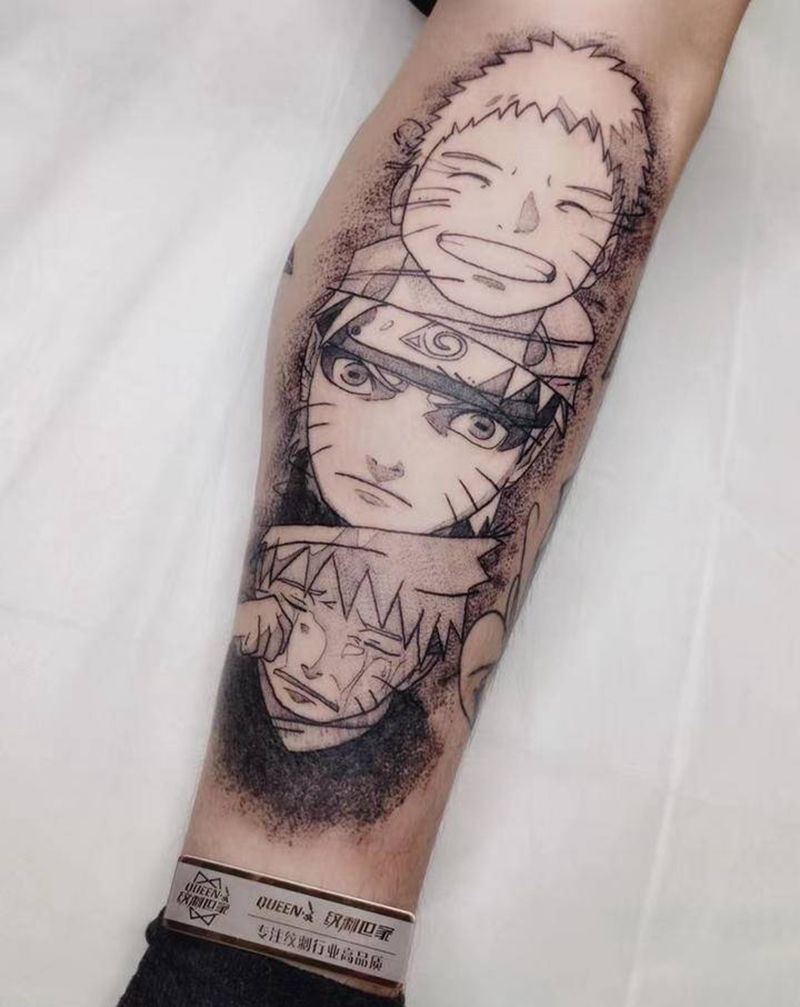 动漫纹身图片_腿部欧美写实点刺纹身图案