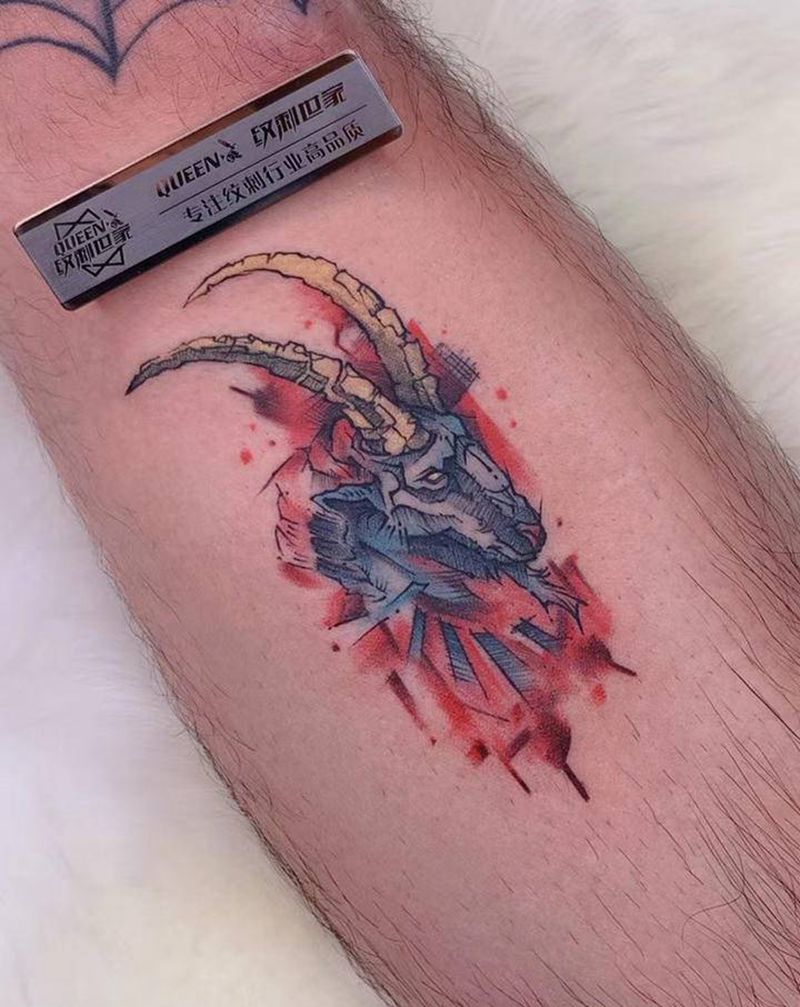 上身效果图VS原创图纹身图片_腿部水彩纹身图案