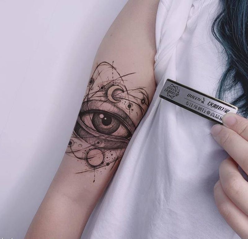 上身效果图VS原图纹身图片_手臂水彩纹身图案