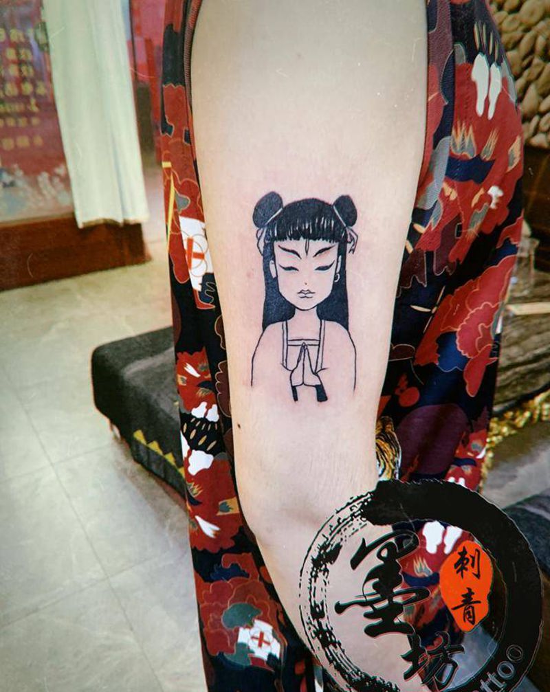 哪吒纹身图片_手臂乐队标志纹身图案