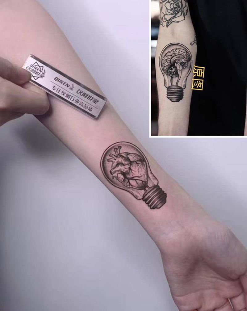 禁锢的大脑纹身图片_手臂Old School纹身图案