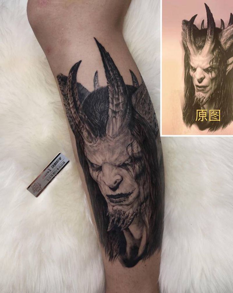 超写实-答应我无限放大看细节纹身图片_腿部欧美写实纹身图案