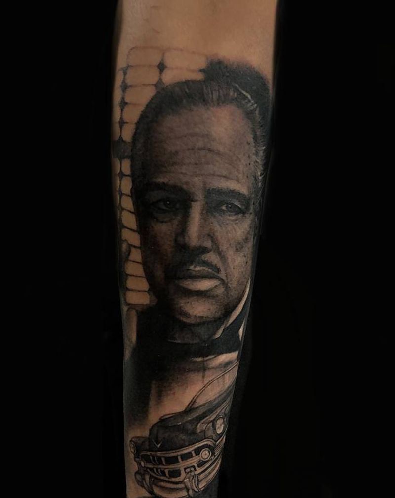 教父纹身图片_手臂欧美写实纹身图案