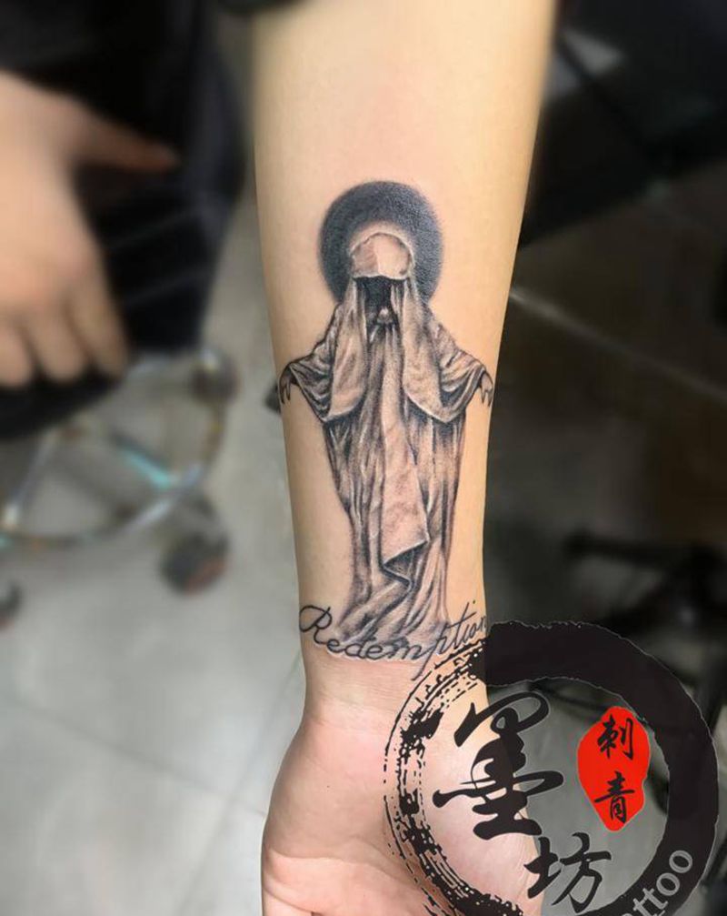 救赎纹身图片_手臂欧美写实纹身图案