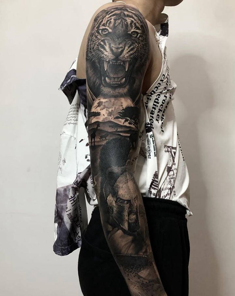 花臂纹身图片_手臂手部欧美写实纹身图案