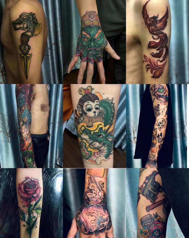 之前的部分传统图案纹身图片_手臂手部新传统欧美写实纹身图案