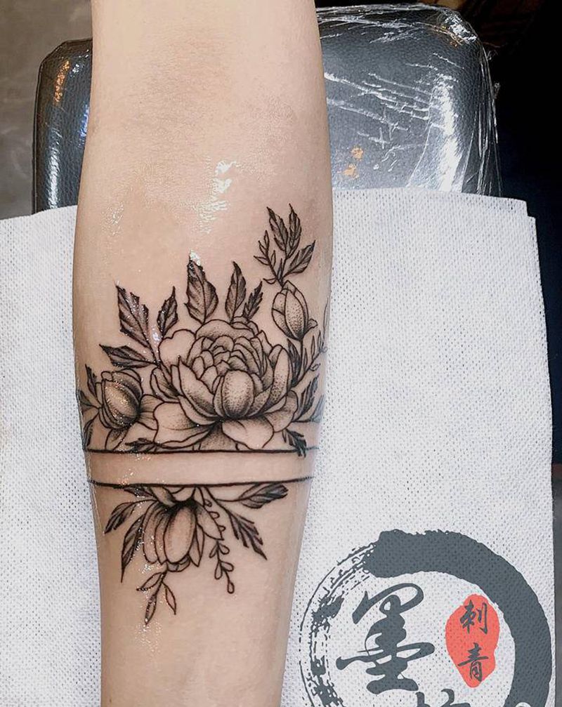 素花纹身图片_手臂点刺纹身图案