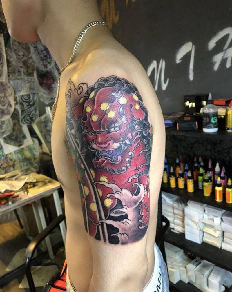 唐狮纹身图片_手臂纹身图案