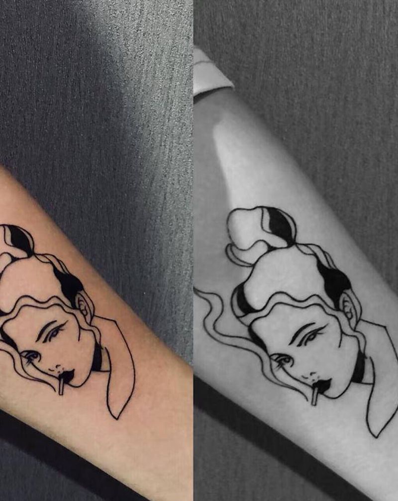 线条纹身图片_手臂纹身图案