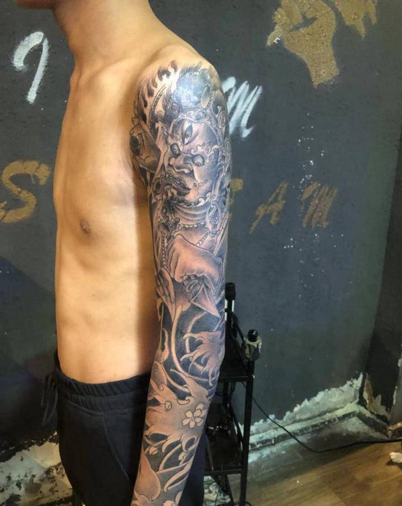 花臂纹身图片_手臂老传统纹身图案