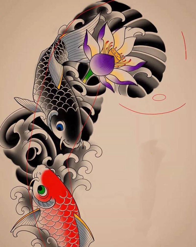鱼纹身图片_新传统纹身图案