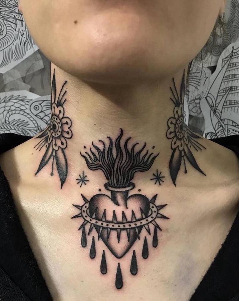 Breeze纹身图片_颈部Old School纹身图案